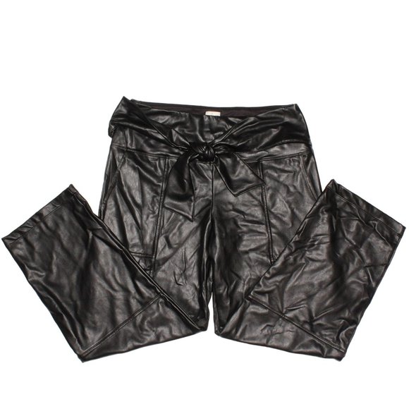 Joie Pants Sz M Womens Faux Leather High Rise Belted Waist Ankle Tummy Control - Picture 1 of 7
